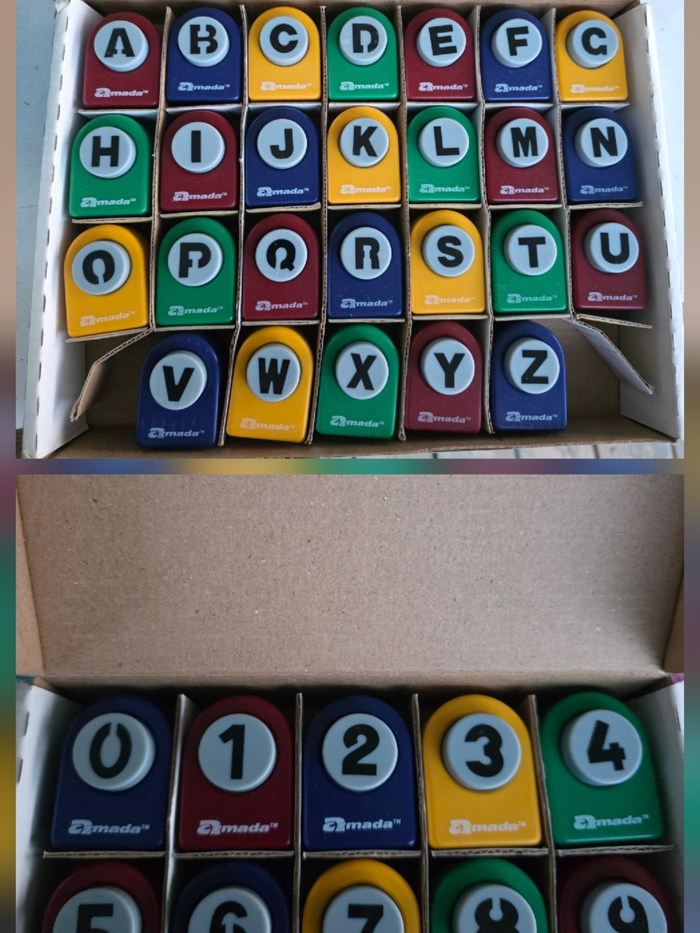 Armada A-Z & 0-9 Punch Art Set 36 Piece Alphabet Number Paper Punches w/ Boxes